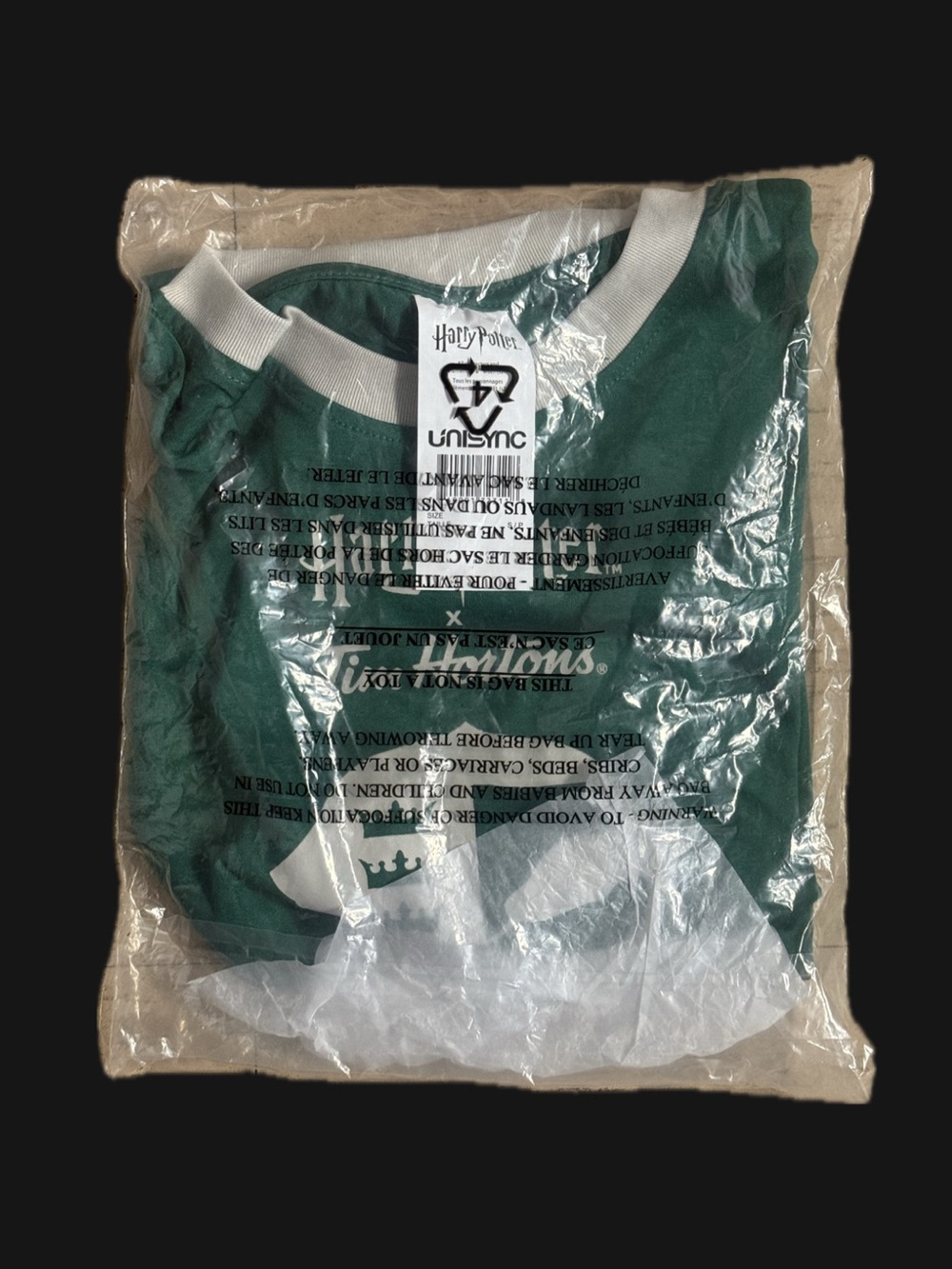 Warner Bros Harry Potter Dark Green and White Ringer Tee with Logo